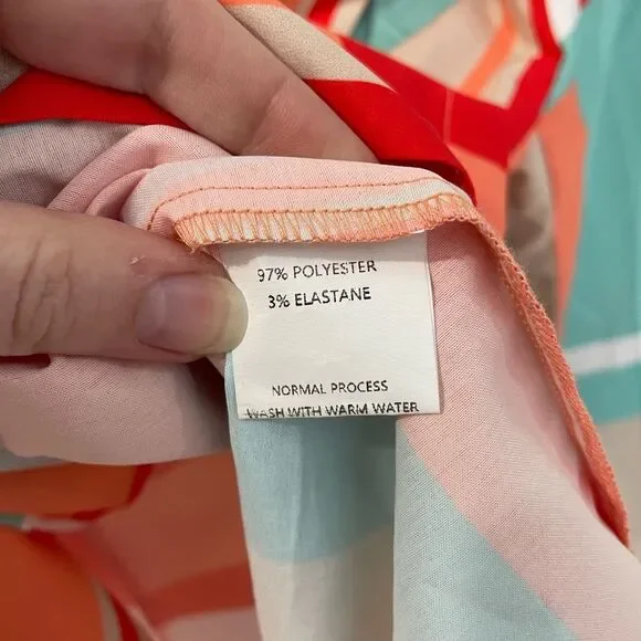 GLAMAKER Vintage Geometric One Button Blue Red Orange Colorblock Blazer Size S - Picture 4 of 7